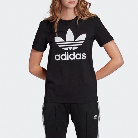 LAST TWO AVAILABLE!! New Adidas Women's Trefoil Tee Black/White Size Small - Picture 4 of 14